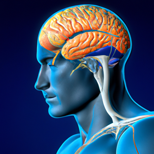 איור של מוחו של אדם, כשהאזור הקשור לשליטה בכאב מודגש בכחול.