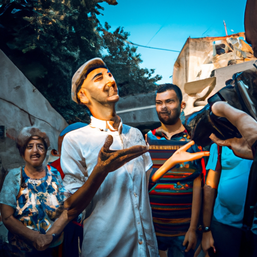 3. תמונה הממחישה צלם באינטראקציה עם תושבי המקום במהלך פסטיבל רחוב בירושלים.