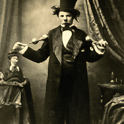 צילום וינטג' של קוסם מהמאה ה-19 מבצע מעשה מנטליזם
