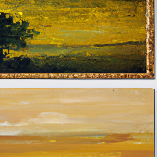 השוואת תמונה של שני ציורי שמן - יצירה קטנה ופשוטה יותר ויצירה גדולה ומפורטת יותר, המראה את הפרש המחיר.